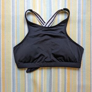⭐ Gap Fit Black & white racer-back tie bikini top Small